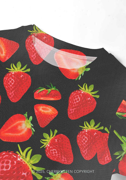 Black Strawberry Y2K Mesh Crop Top Cherrykitten