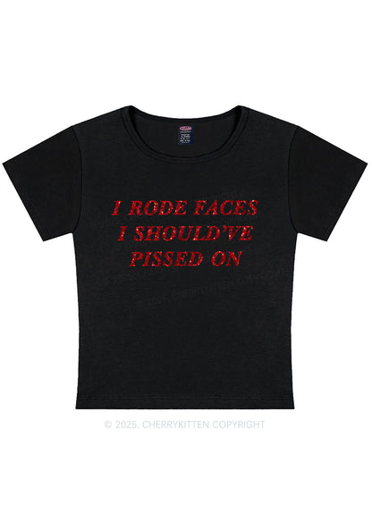 Glitter I Rode Faces Y2K Baby Tee Cherrykitten