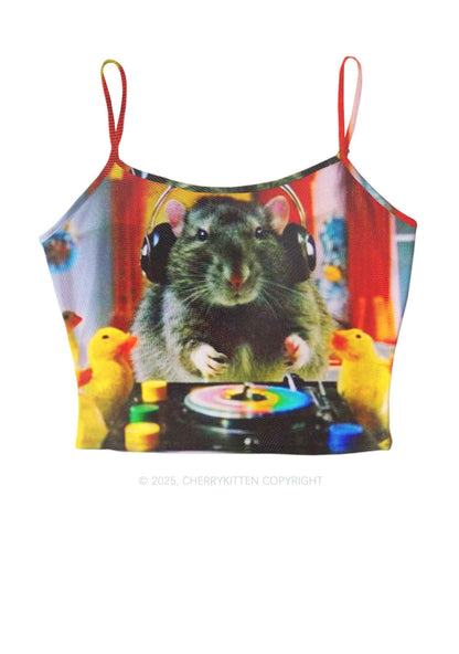 DJ Rat Duck Y2K Mesh Cami Tank Cherrykitten