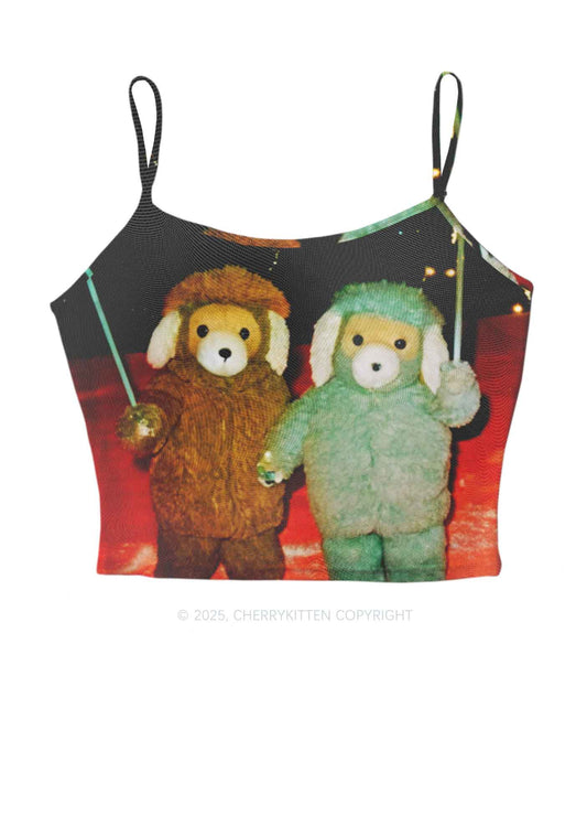 Bear Friends Y2K Mesh Cami Tank Cherrykitten