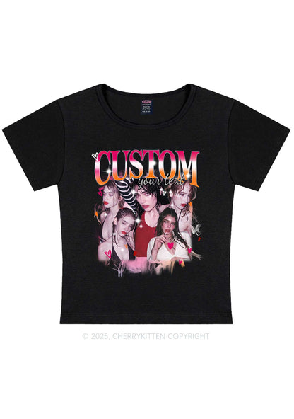 Custom Lesbian Text Pride Y2K Baby Tee Cherrykitten