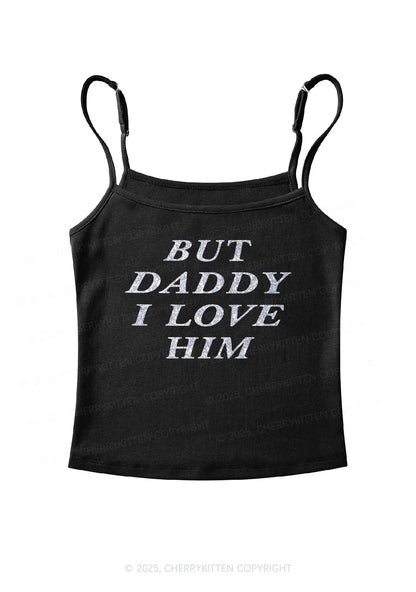 Glitter But Daddy I Love Him Y2K Spaghetti Strap Cami Cherrykitten