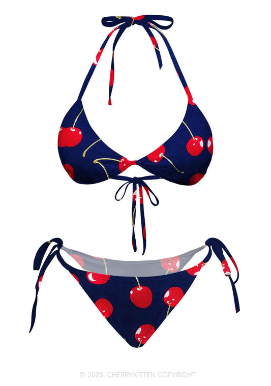 Dark Cherry Y2K Print Bikini Set Cherrykitten