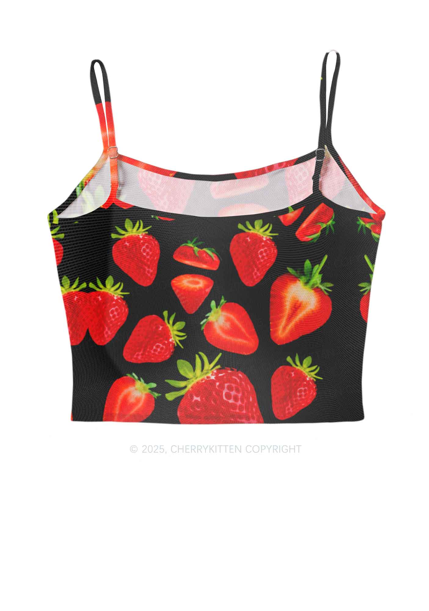 Black Strawberry Y2K Mesh Cami Tank Cherrykitten