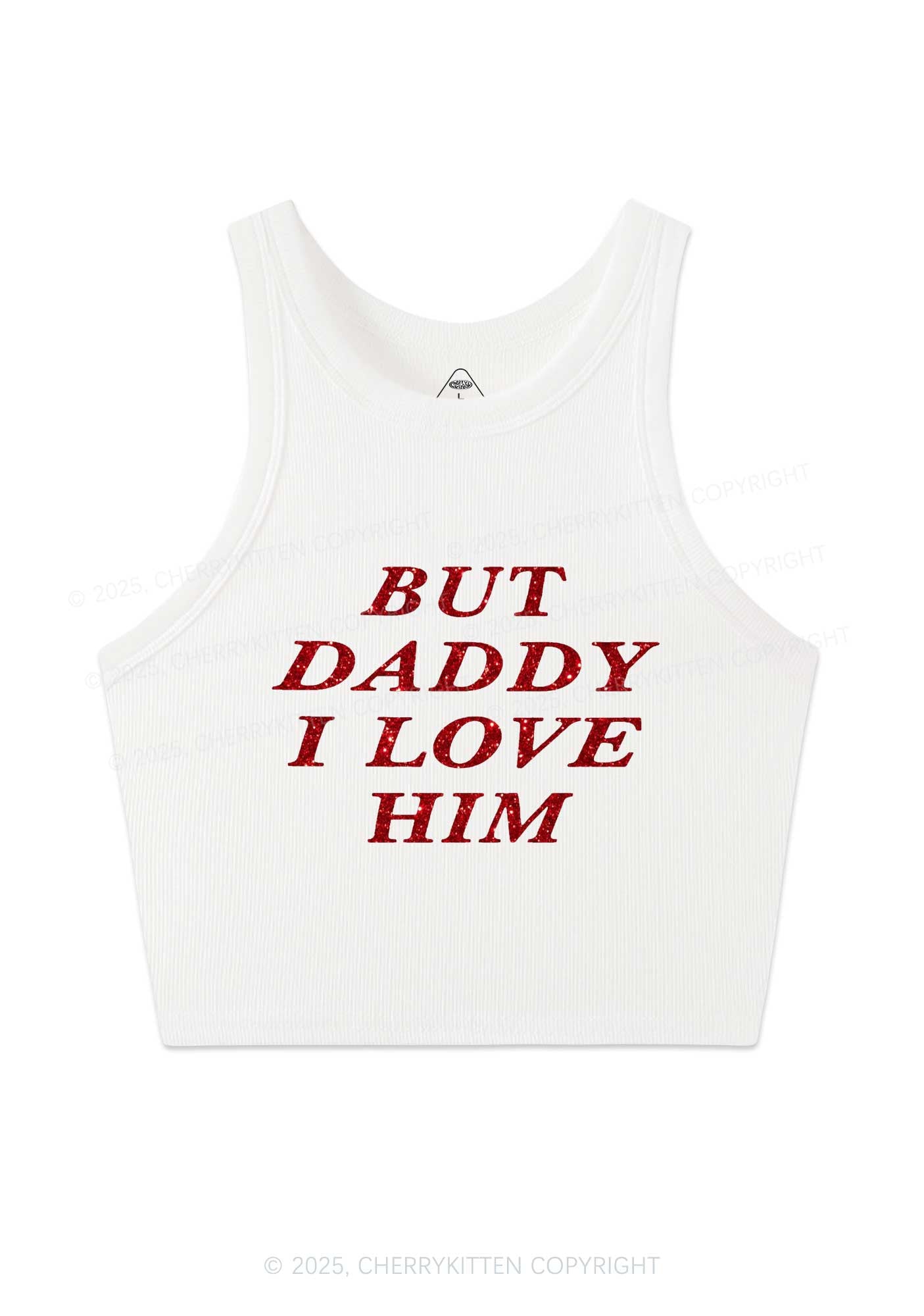 Glitter But Daddy I Love Him Y2K Crop Tank Top Cherrykitten