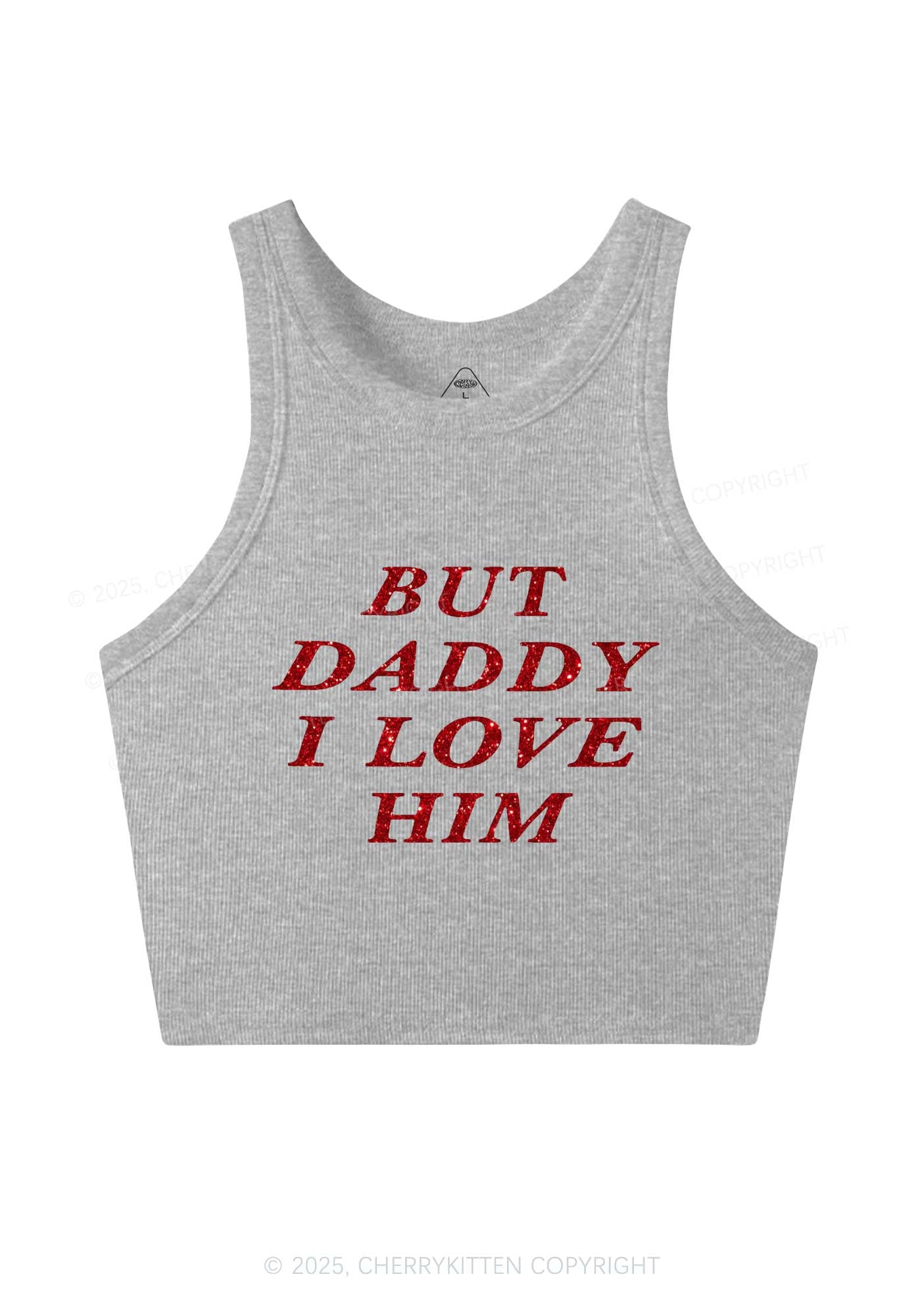 Glitter But Daddy I Love Him Y2K Crop Tank Top Cherrykitten