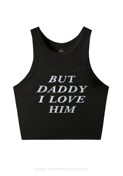 Glitter But Daddy I Love Him Y2K Crop Tank Top Cherrykitten