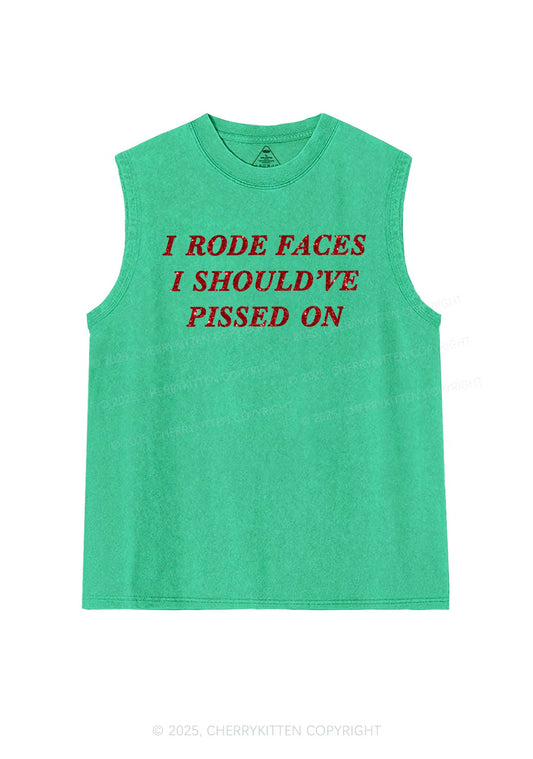 Glitter I Rode Faces Y2K Washed Muscle Tank Cherrykitten