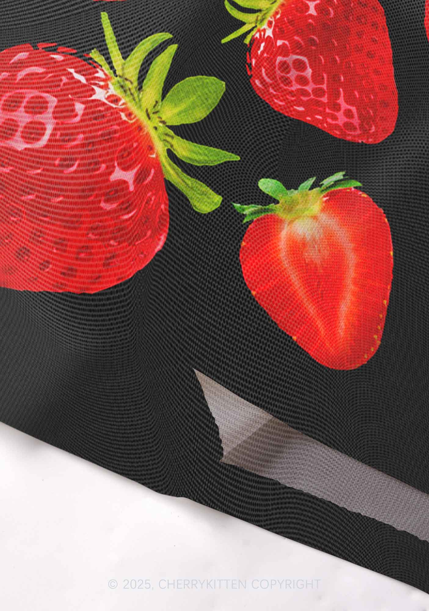 Black Strawberry Y2K Mesh Cami Tank Cherrykitten