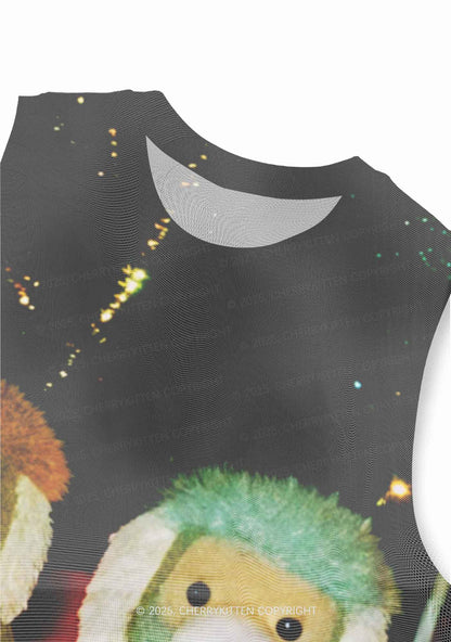 Bear Friends Y2K Mesh Muscle Tank Cherrykitten