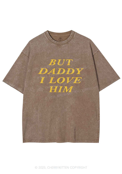 Glitter But Daddy I Love Him Y2K Shirts Washed Tee Cherrykitten