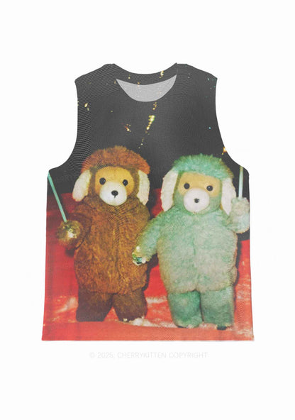 Bear Friends Y2K Mesh Muscle Tank Cherrykitten