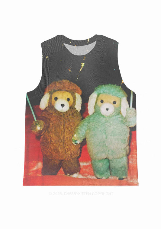 Bear Friends Y2K Mesh Muscle Tank Cherrykitten