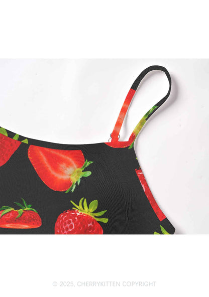Black Strawberry Y2K Mesh Cami Tank Cherrykitten