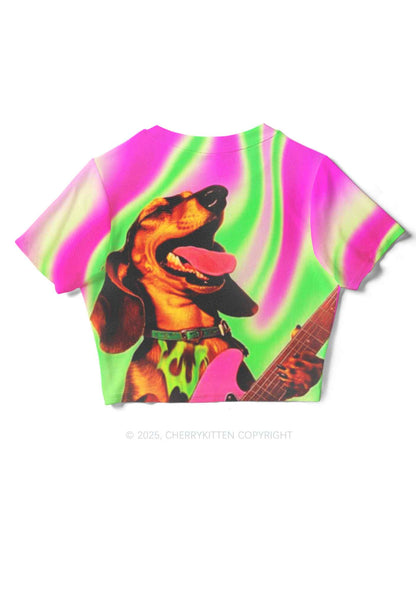 Rocking Puppy Y2K Mesh Crop Top Cherrykitten