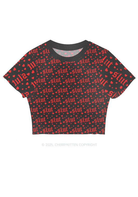 Black Slxt Y2K Mesh Crop Top Cherrykitten