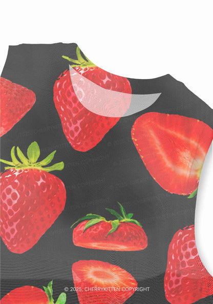 Black Strawberry Y2K Mesh Muscle Tank Cherrykitten