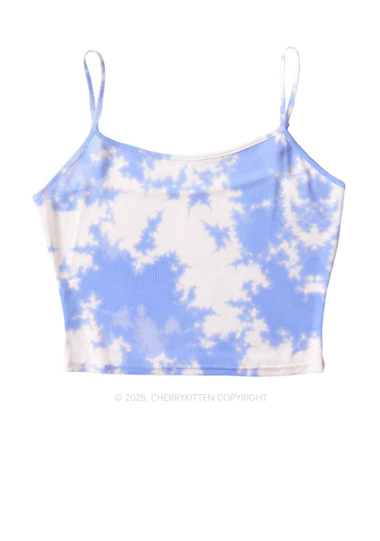 Blue Sky White Clouds Y2K Mesh Cami Tank Cherrykitten