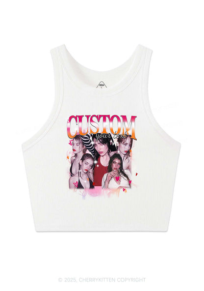 Custom Lesbian Text Pride Y2K Crop Tank Top Cherrykitten