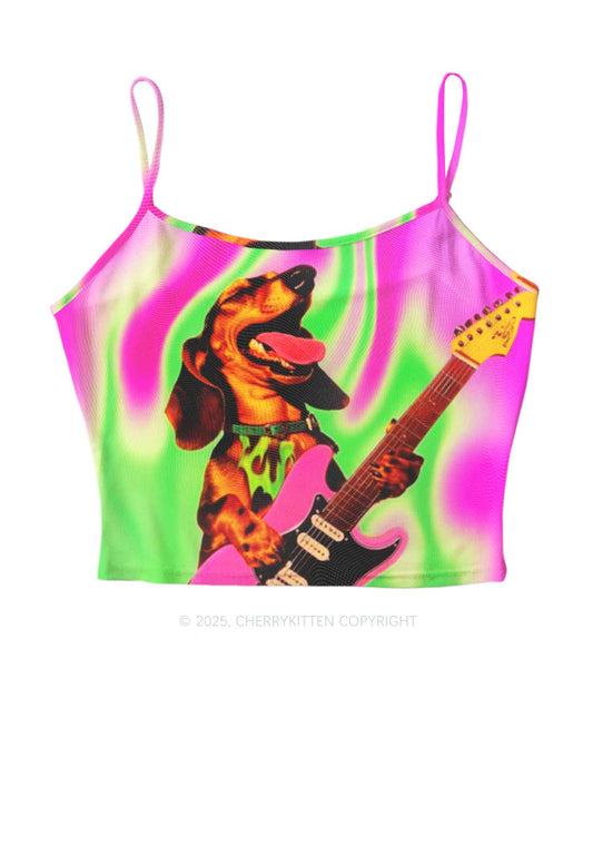 Rocking Puppy Y2K Mesh Cami Tank Cherrykitten