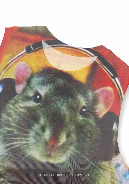 DJ Rat Duck Y2K Mesh Muscle Tank Cherrykitten