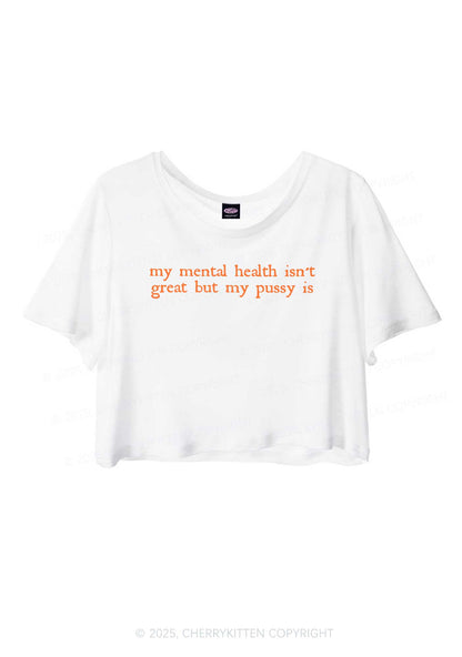 Great Mental Health Y2K Sheer Crop Tee Cherrykitten