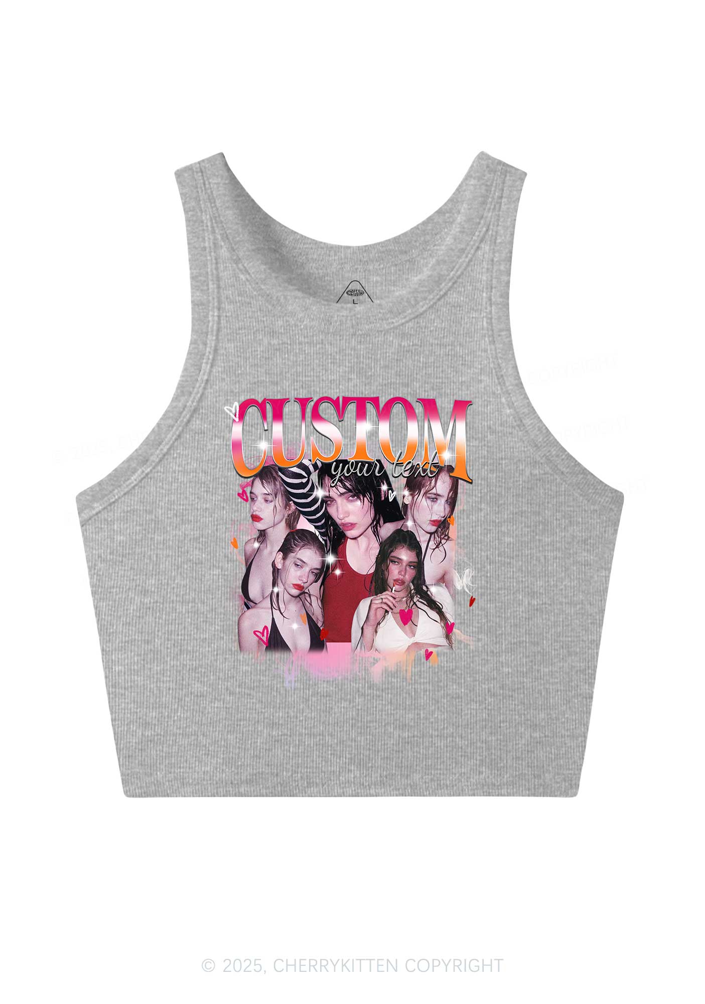 Custom Lesbian Text Pride Y2K Crop Tank Top Cherrykitten