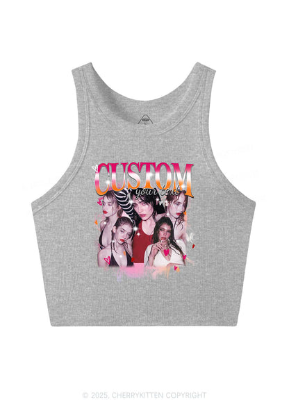 Custom Lesbian Text Pride Y2K Crop Tank Top Cherrykitten