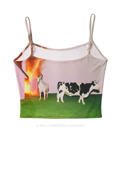 Pony Cow Y2K Mesh Cami Tank Cherrykitten