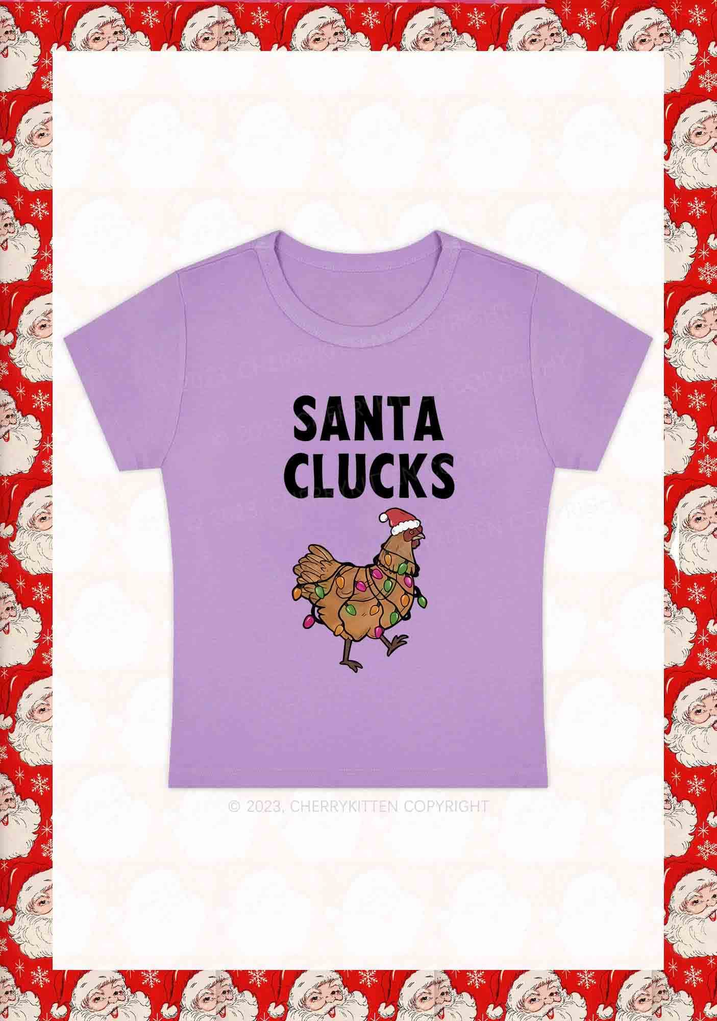 Santa Hat Clucks Christmas Y2K Baby Tee Cherrykitten