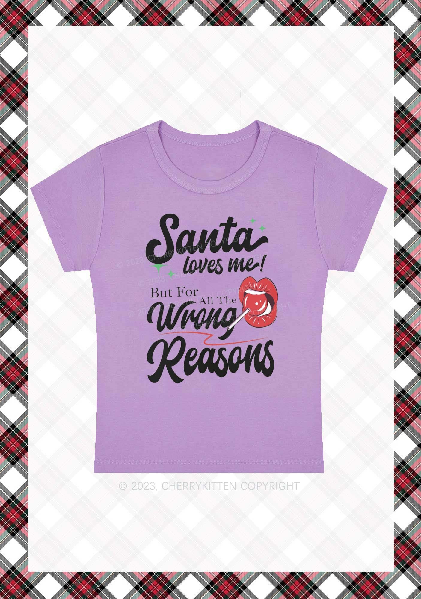 Santa Loves Me Christmas Y2K Baby Tee Cherrykitten