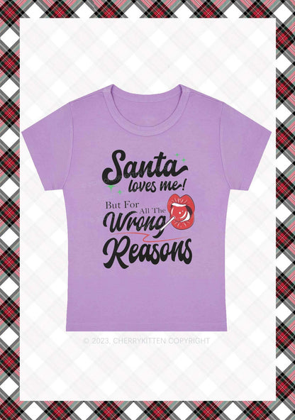 Santa Loves Me Christmas Y2K Baby Tee Cherrykitten