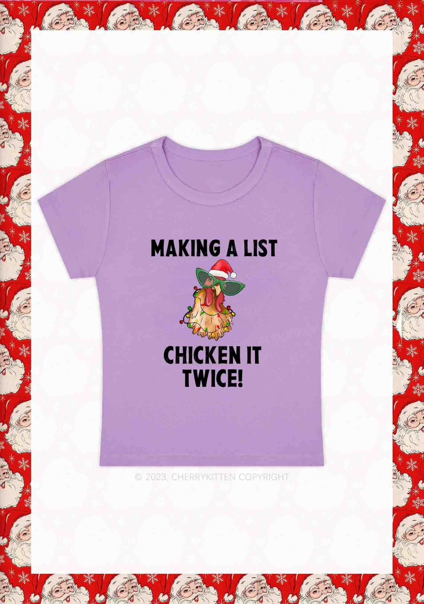 Chicken It Twice Christmas Y2K Baby Tee Cherrykitten