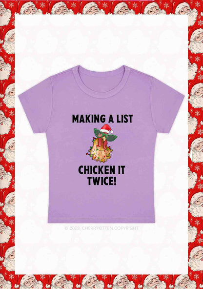 Chicken It Twice Christmas Y2K Baby Tee Cherrykitten