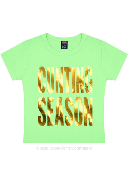 Cxxting Season Silver Foil Printed Y2K Baby Tee Cherrykitten