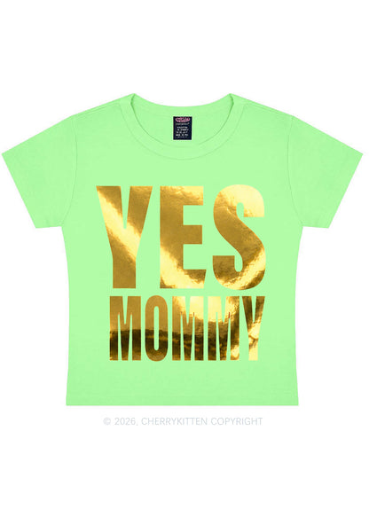 Yes Mommy Silver Foil Printed Y2K Baby Tee Cherrykitten