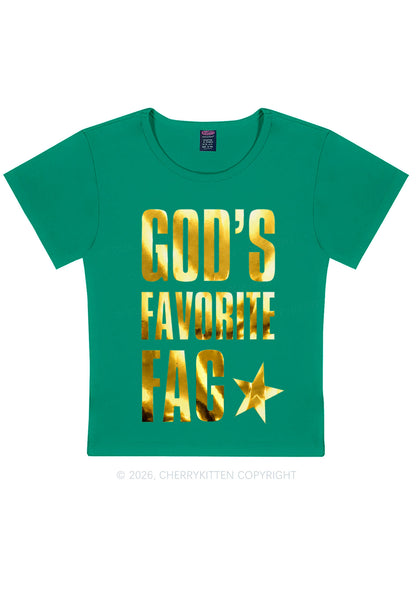Gods Favorite Fag Pride Silver Foil Printed Y2K Baby Tee Cherrykitten