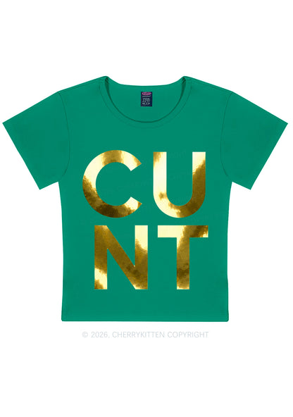 Cxxt Silver Foil Printed Y2K Baby Tee Cherrykitten