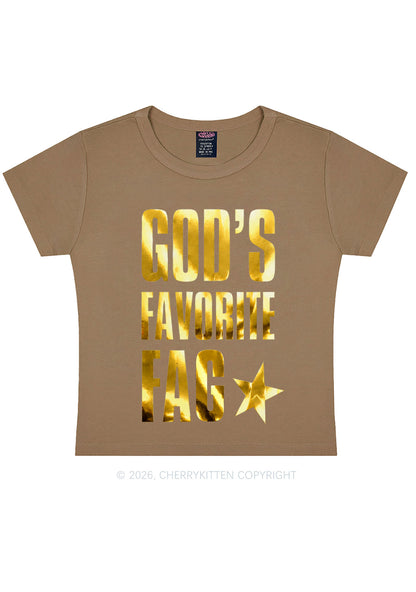 Gods Favorite Fag Pride Silver Foil Printed Y2K Baby Tee Cherrykitten