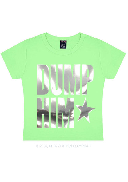 Dump Him Silver Foil Printed Y2K Baby Tee Cherrykitten