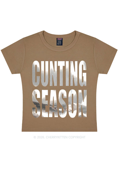Cxxting Season Silver Foil Printed Y2K Baby Tee Cherrykitten