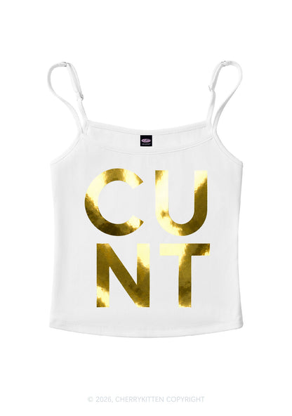 Cxxt Silver Foil Printed Y2K Spaghetti Strap Cami Cherrykitten