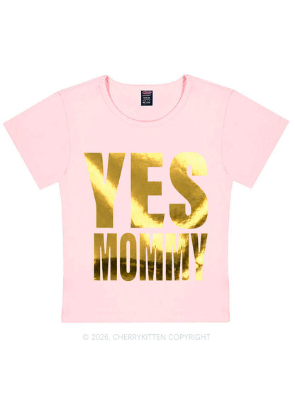 Yes Mommy Silver Foil Printed Y2K Baby Tee Cherrykitten
