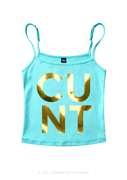Cxxt Silver Foil Printed Y2K Spaghetti Strap Cami Cherrykitten