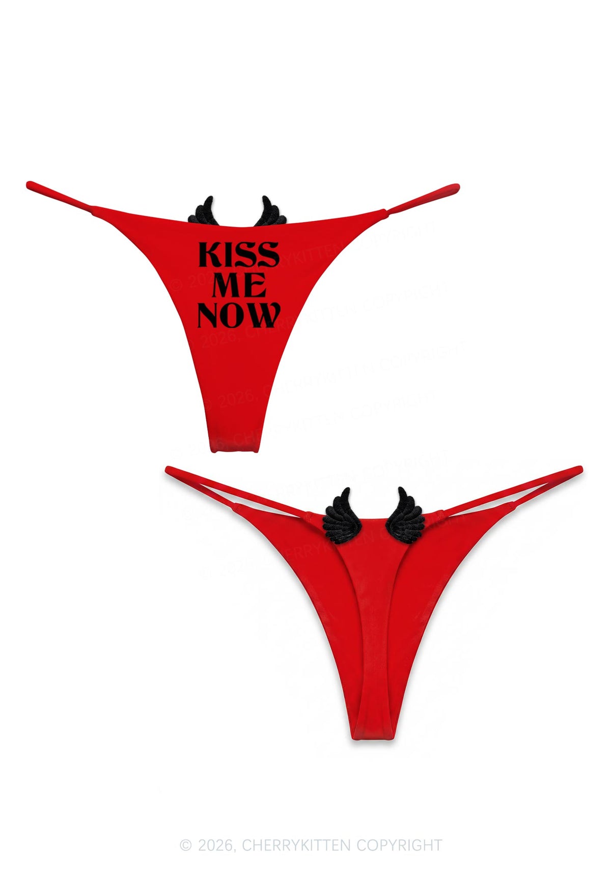 Kiss Me Now Y2K Goth Angel Wings Bikini String Thong Cherrykitten