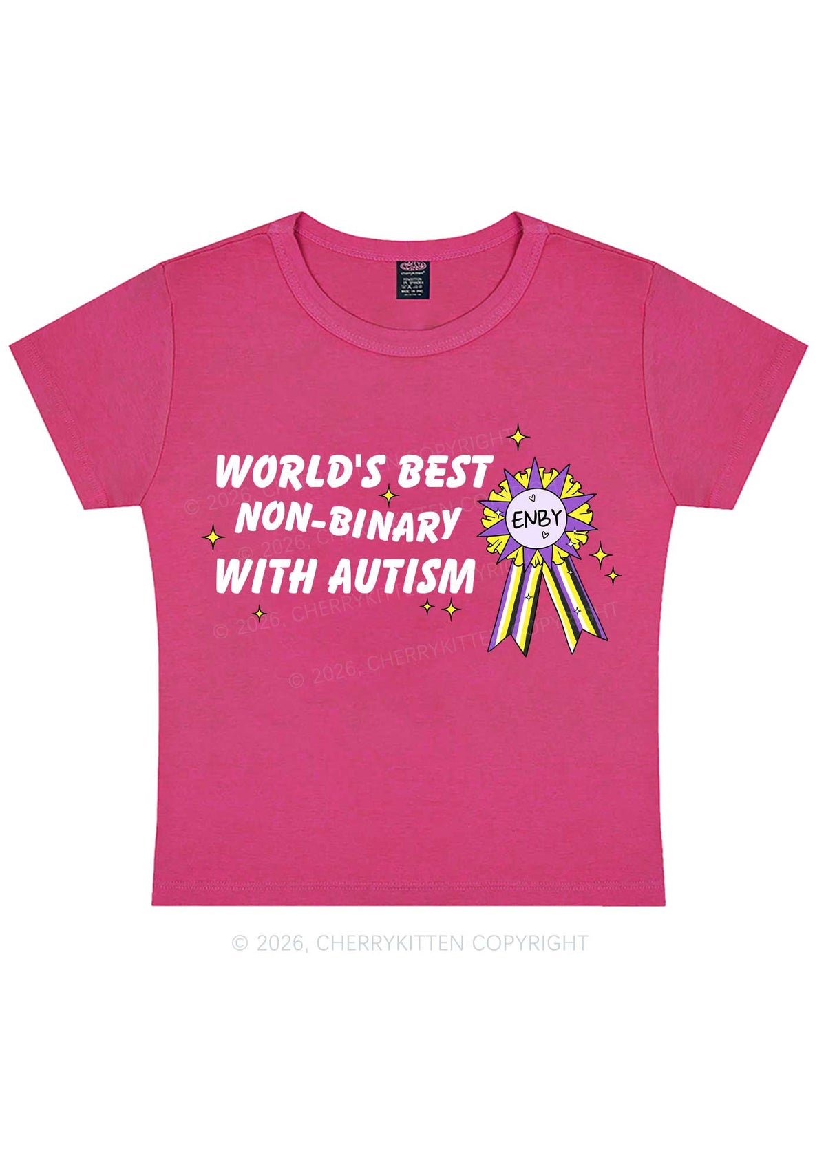 Worlds Best Nonbinary Y2K Baby Tee Cherrykitten