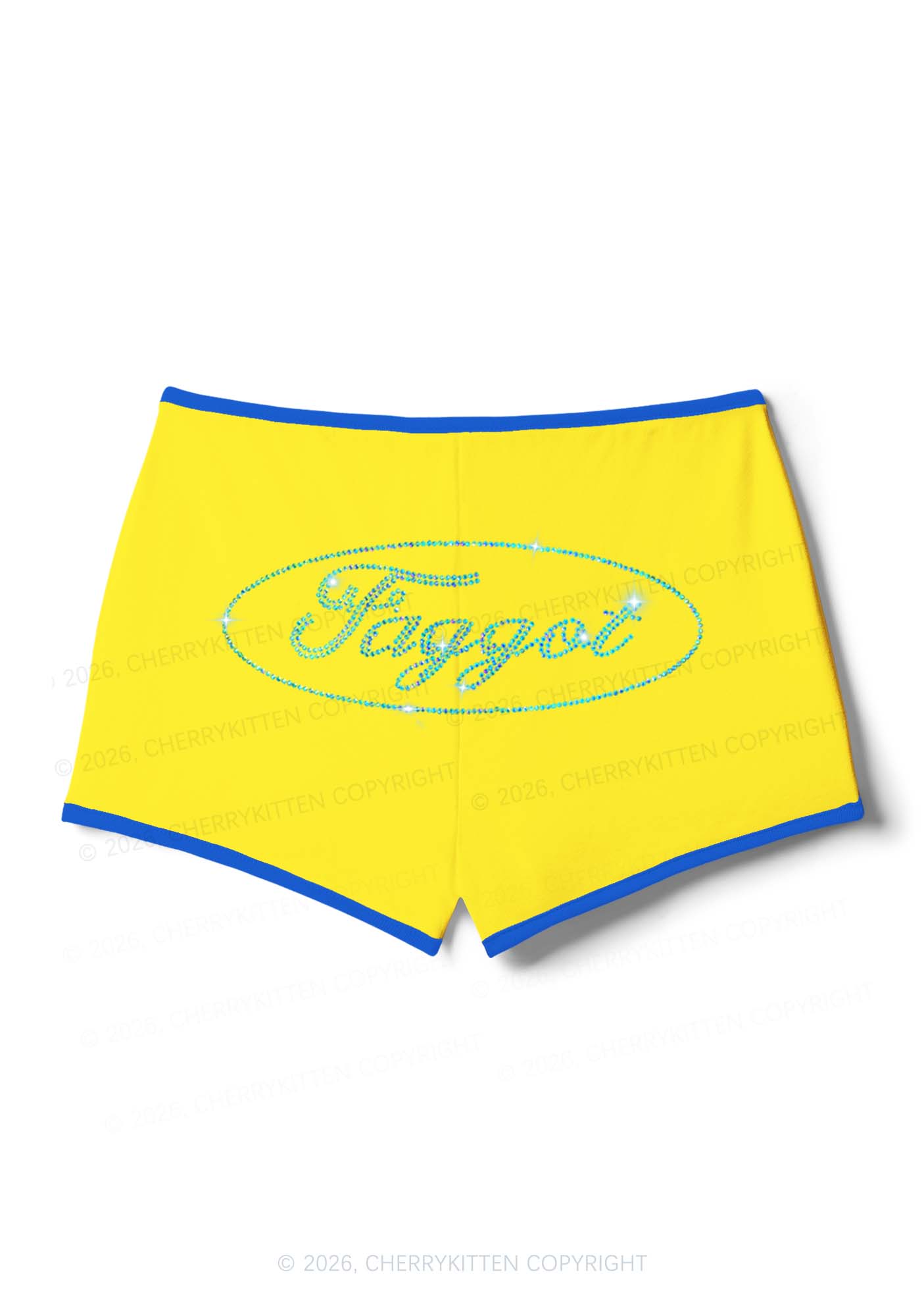 Rhinestone Oval Faggot Pride Y2K Booty Shorts Cherrykitten