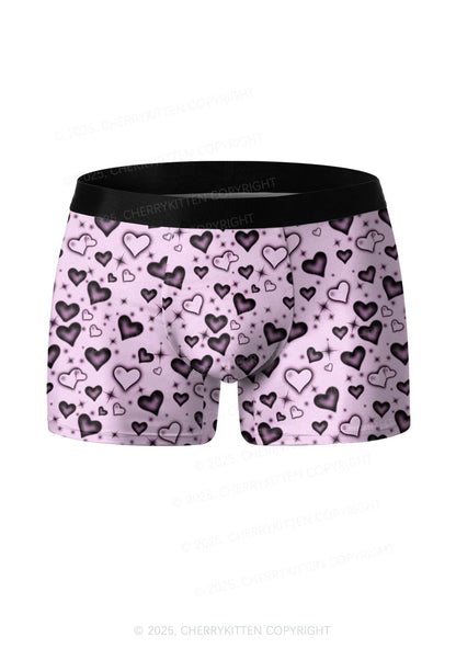 Dark Heart Attack Valentine's Day Y2K Print Couples Boxer Briefs Set Cherrykitten