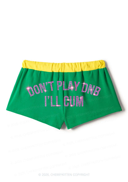 Rhinestone Dont Play DNB Y2K Drawstring Mini Shorts Cherrykitten