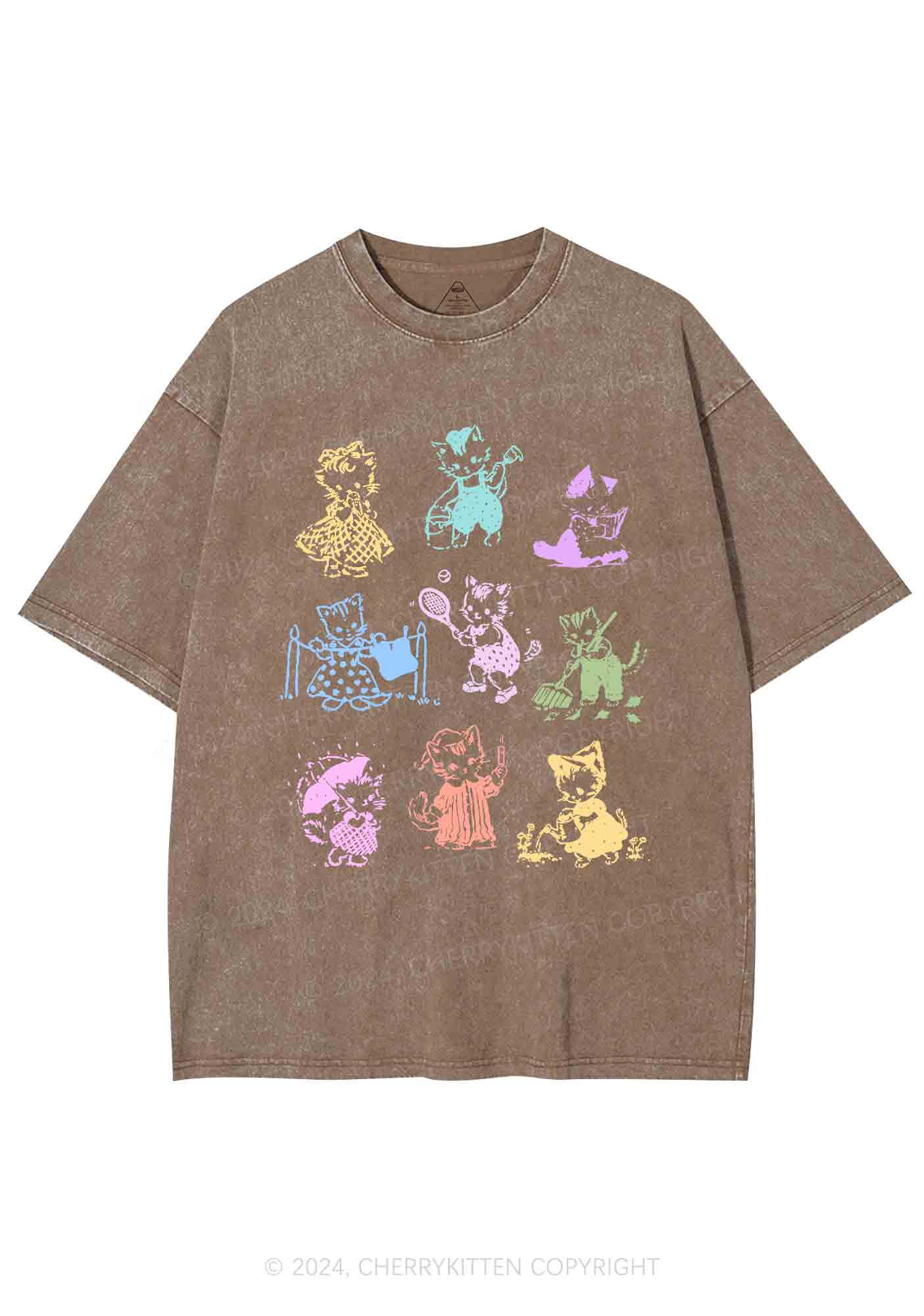 Tattoo Cat Y2K Washed Tee Cherrykitten